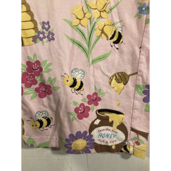 Nick & Nora Save the Bees Set Size L Pink Pajamas Capri Pants Honey - Picture 2 of 7